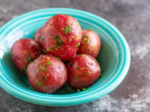 Fresh Red Potatoes In A Basket Wallpaper
