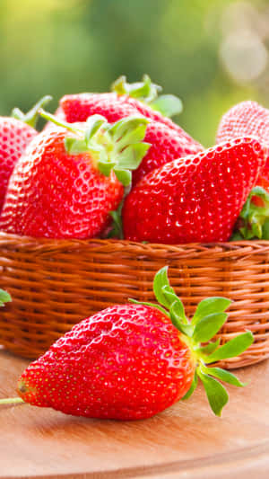 Fresh Red Strawberry Up Close Wallpaper