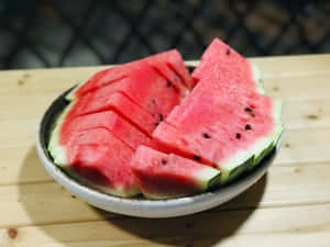 Fresh Sliced Watermelon Plate Wallpaper