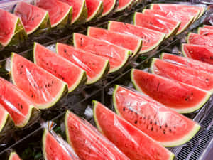 Fresh Watermelon Slices Packaged Display Wallpaper