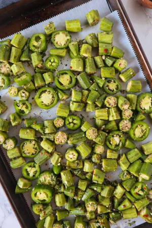 Freshly Chopped Okra On Tray Wallpaper