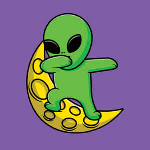 Friendly Cartoon Alien On A Mysterious Planet Wallpaper