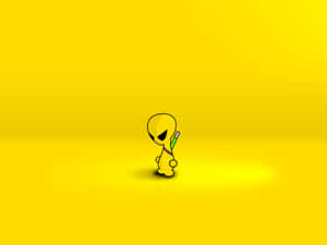 Friendly Cartoon Alien Smiling And Waving Wallpaper