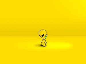 Friendly Cartoon Alien Smiling And Waving Wallpaper