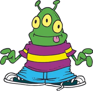 Friendly Cartoon Alien Waving Wallpaper