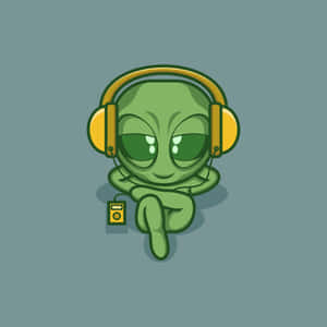 Friendly Cartoon Alien Waving Hello Wallpaper