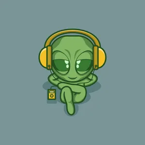 Friendly Cartoon Alien Waving Hello Wallpaper