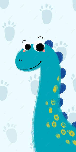 Friendly Cartoon Dinosaur Phone Wallpaper