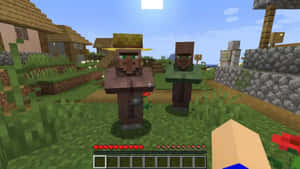 Friendly Minecraft Villager In The Village Wallpaper