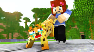 Friendly Ocelot In The Lush Minecraft World Wallpaper