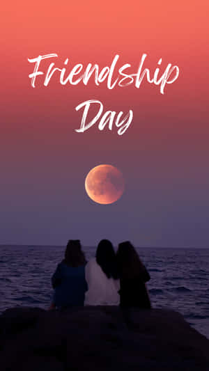 Friendship Day Moonlit Beach Gathering Wallpaper