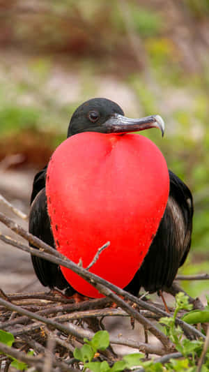 Frigatebird With Inflated Red Gular Sac Wallpaper