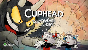 Frightened Cuphead And Mugman Facing A Formidable Foe Wallpaper