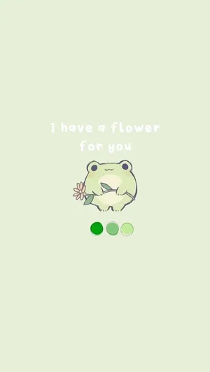 Frog With Flower Gift Illustration Wallpaper
