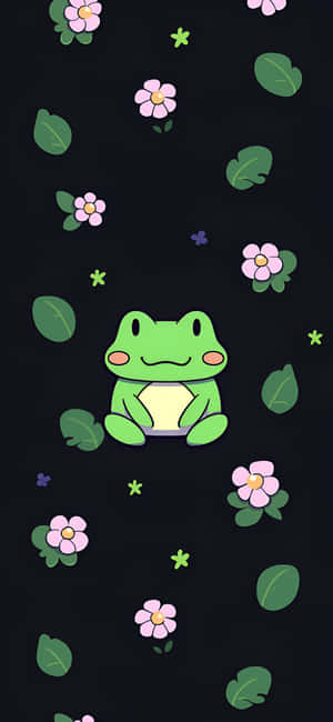 Froggy Floral Pattern Wallpaper Wallpaper