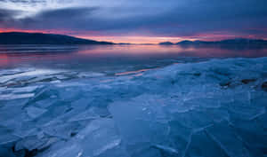 Frozen Lake On A Winter Day Wallpaper