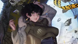 Fubuki In Action: Dynamic Anime Character With Fierce Expression Wallpaper