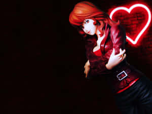 Fujiko Mine Red Jacket Neon Heart Wallpaper