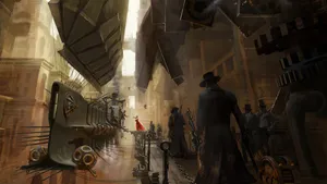 Full 4k Steampunk Airship Boarding Wallpaper