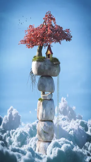 Full Hd Phone House Surreal Art Wallpaper