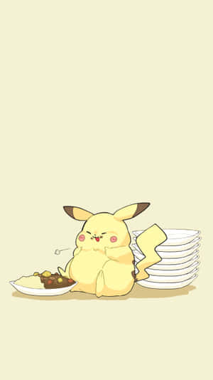 Full Tummy Pikachu Pokemon Aesthetic Wallpaper