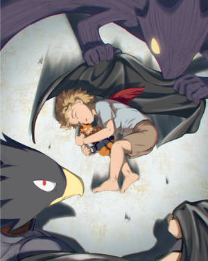 Fumikage Tokoyami With Young Hawks My Hero Academia Wallpaper