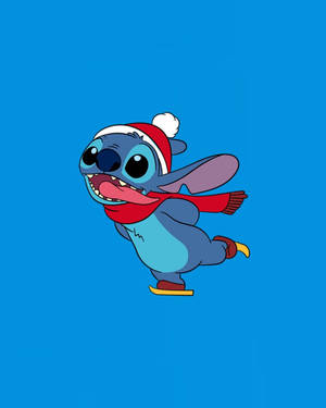 Fun Christmas Stitch Ice Skating Wallpaper