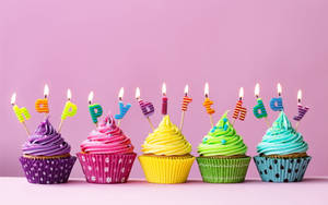 Fun Colors Of My Birthday Cupcakes Wallpaper