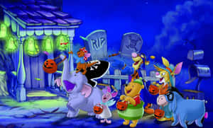 Fun-loving Trick-or-treaters On Halloween Night Wallpaper