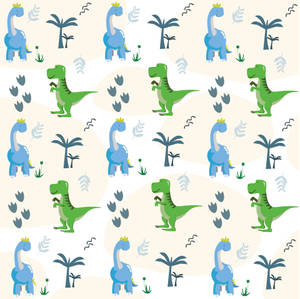 Fun Pink And Yellow Dinosaurs Bring Life To This Cute Pattern Wallpaper