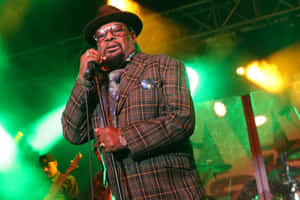 Funk Musician George Clinton Singin On Stage Wallpaper