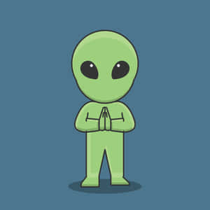 Funky Cartoon Alien Jamming To Galactic Beats Wallpaper