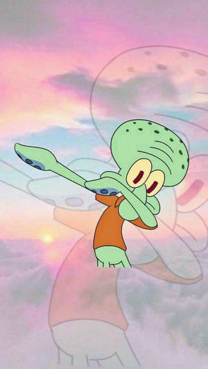 Funny Aesthetic Squidward Dabbing Wallpaper