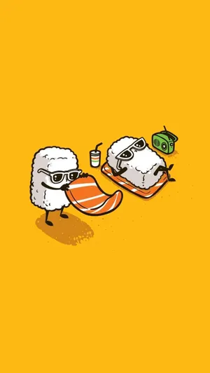 Funny Aesthetic Sushi Rest Wallpaper