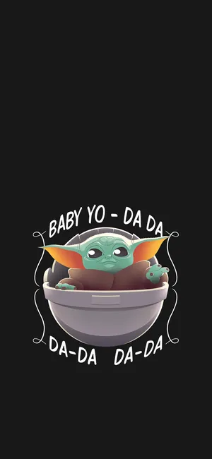 Funny Baby Yoda Cartoon Wallpaper