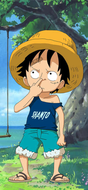 Funny Chibi Luffy Phone Wallpaper