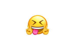 Funny Face Emojiwith Tongue Outand Peace Signs Wallpaper