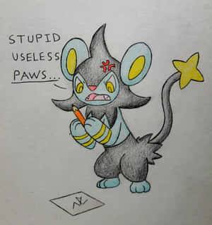 Funny Luxio Pokemon Paper Drawing Wallpaper