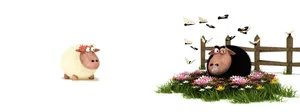 Funny Sheep Spring Dual Screen Wallpaper