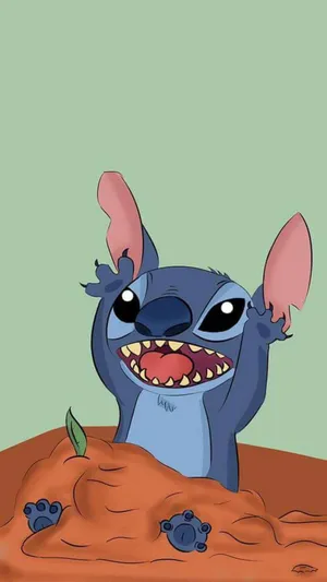 Funny Stitch Popping Outof Mud Wallpaper