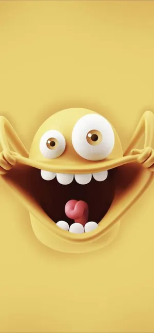 Funny_ Yellow_ Emoji_ Stretched_ Mouth Wallpaper