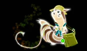 Furret Drawn With Lights With Black Backdrop Wallpaper