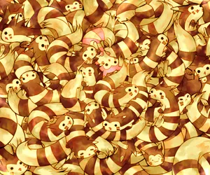 Furret Stacked Atop Each Other Wallpaper