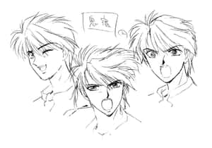 Fushigi Yuugi Tasuki Expressions Sketch Wallpaper