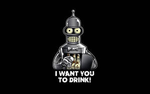 Futurama Bender With Beers Art Wallpaper