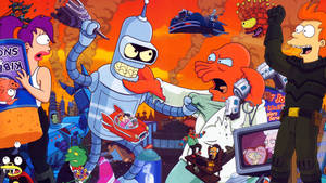 Futurama Characters Colorful Poster Wallpaper