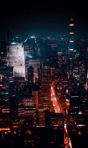 Futuristic 3d City Skyline At Night Wallpaper