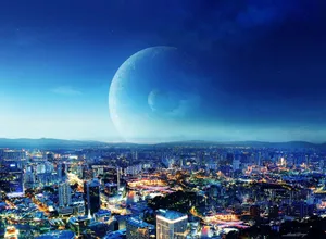 Futuristic 3d Cityscape At Night Wallpaper
