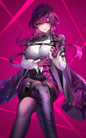 Futuristic Anime Character Purple Hues Wallpaper