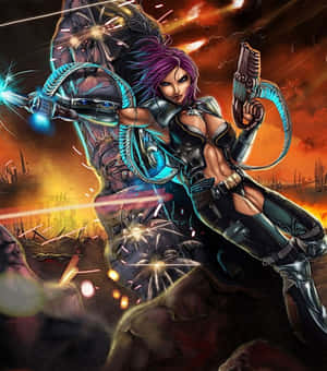 Futuristic Anime Girl Shooter Wallpaper